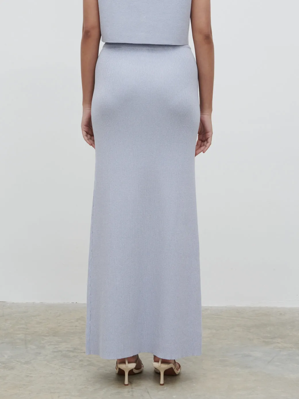 Jasmin Knit Maxi Skirt - Blue Marl